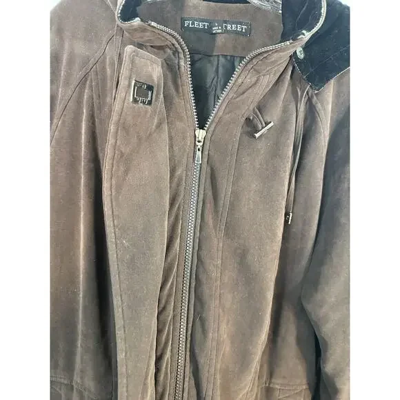 Fleet Street Womens Large Brown Hooded Heavy Jacket - Read - Picture 5 of 10